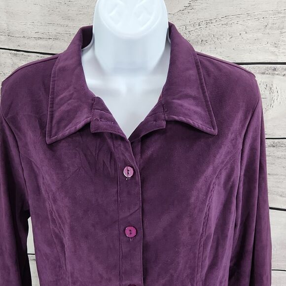 💚Vintage Paris Sport Club Purple Buttoned & Collared Fitted Top Large - Picture 5 of 13